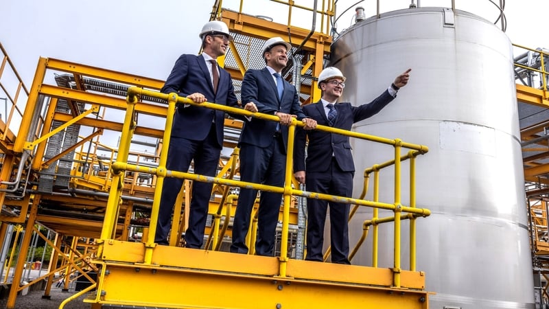 Ipsen CEO David Lowe, Tánaiste Leo Varadkar and Tim Shanahan, General Manager & Vice President of Manufacturing for Ipsen Ireland
