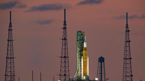 The Artemis I unmanned lunar rocket before its September launch was delayed