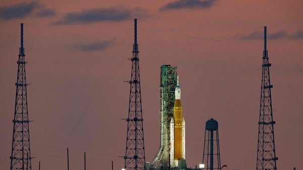The Artemis I unmanned lunar rocket before its September launch was delayed
