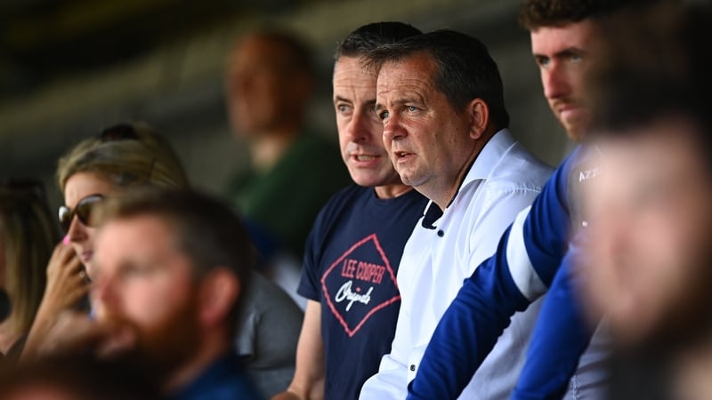 Davy Fitzgerald (R) and team secretary Ger Harris at the Waterford SHC quarter-final between Mount Sion and Lismore last month