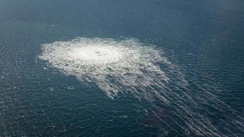A picture of the Nord Stream gas leak published by Denmark's armed forces