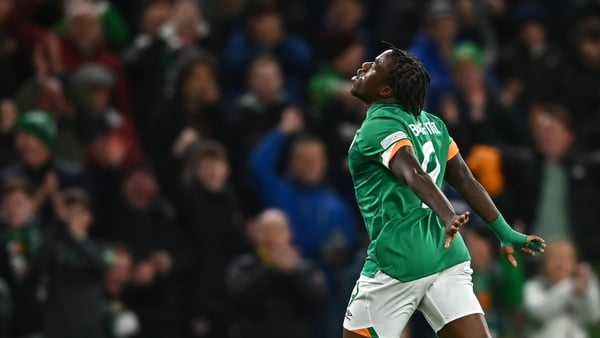 Michael Obafemi celebrates his goal against Armenia