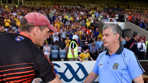 Kieran McGeeney (L) is preparing for his ninth season with the Armagh footballers while Kevin McStay is the new Mayo boss