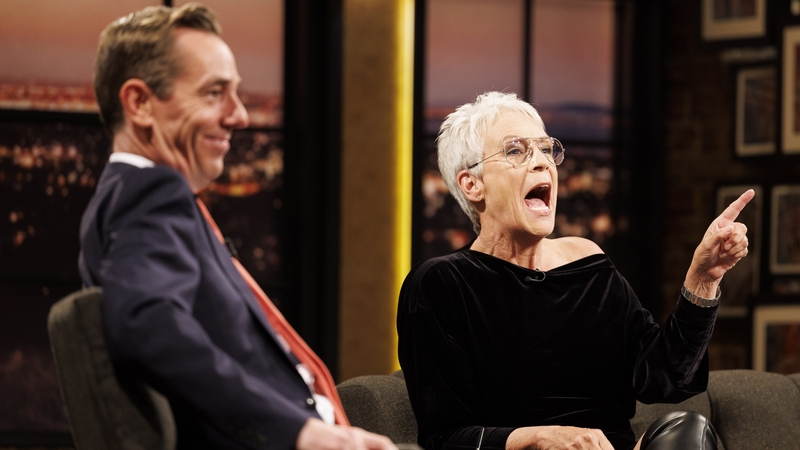 Ryan Tubridy with Jamie Lee Curtis on the Late Late Show - "It was death by kind adventure!"