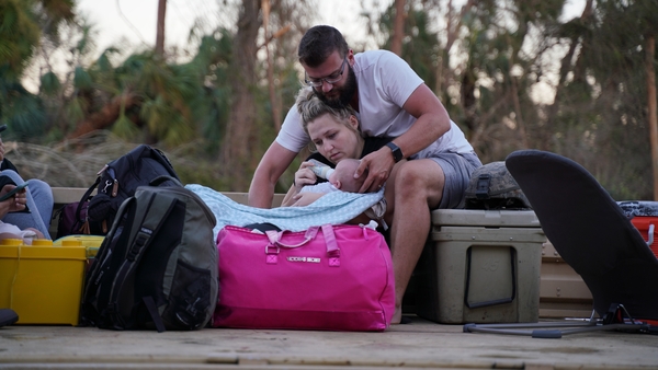 People trapped in hurricane-hit areas in North Port, Florida, wait for rescue teams
