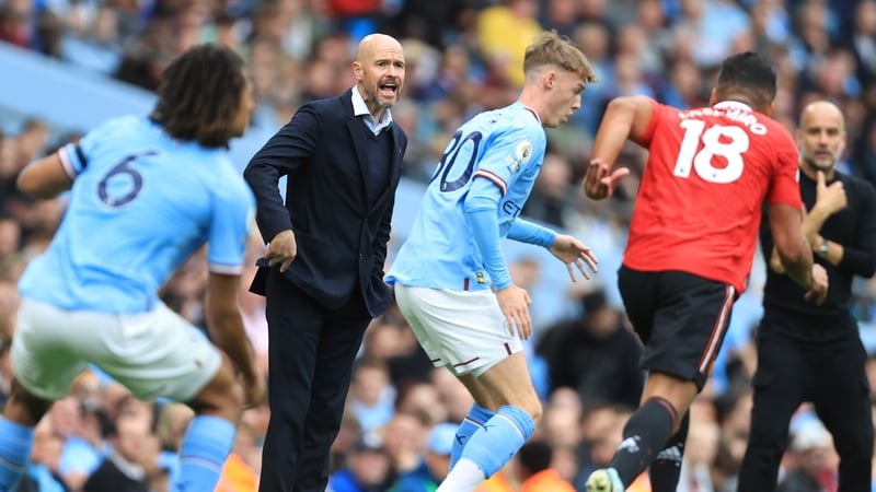 Erik ten Hag barks instruction at his troops