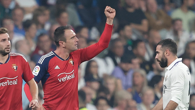 Kike Garcia celebrates his equaliser at the Bernabeu