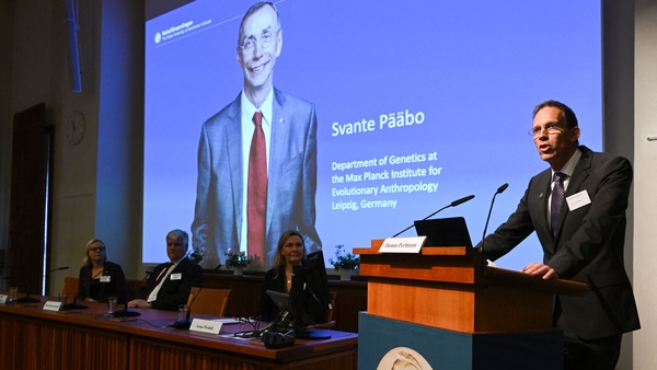Secretary of the Nobel Committee for Physiology or Medicine Thomas Perlmann announces the winner at the Karolinska Institute in Stockholm