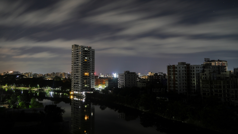 A residential area in Dhaka, Bangladesh in August, during a load-shedding power outage period (file image)