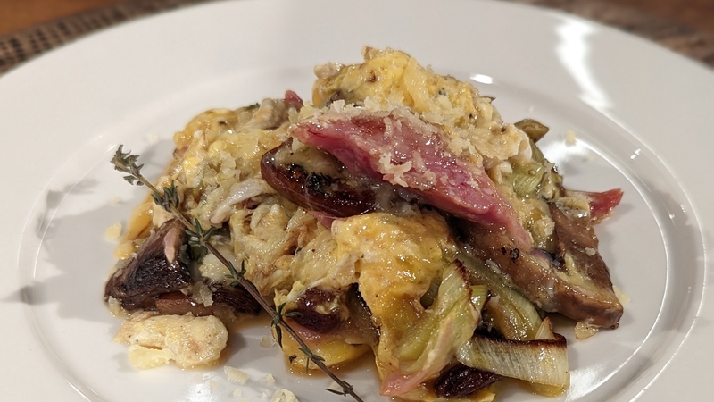 Paul's piperade of leeks and Coolea cheese: Today