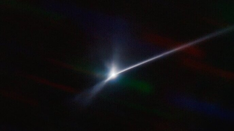 Debris from the asteroid struck by a Nasa spacecraft can be seen stretching thousands of kilometres (Pic: CTIO/NOIRLab/SOAR/NSF/ AURA/T. Kareta Lowell Observatory, M. Knight (US Naval Academy)