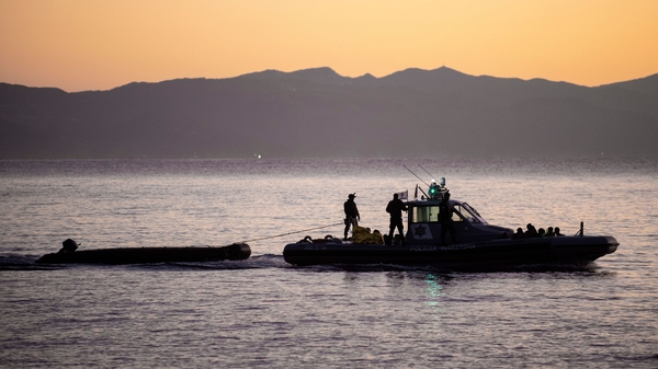 A dinghy believed to be carrying about 40 people sank east of Lesbos during high winds (File image)