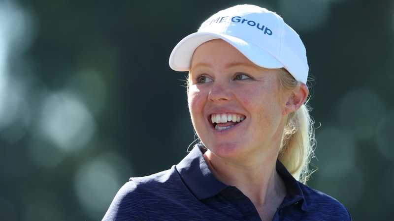 Stephanie Meadow was tied for fourth before the late starters began to tee off