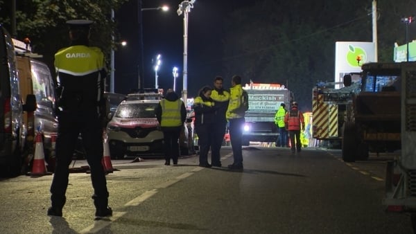 Emergency services remain at the scene in Creeslough