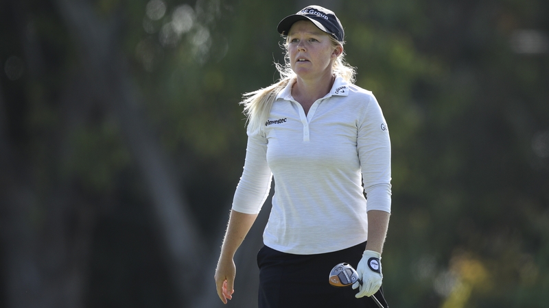 Stephanie Meadow follows her ball after a tee shot on the fifth hole at the Saticoy Club