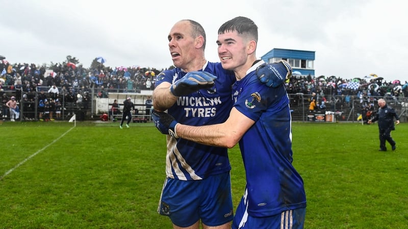 Veteran Padge McWalter and Fionn Luddy celebrate St Patrick's Miley Cup success