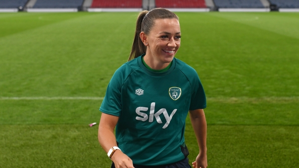 Katie McCabe was all smiles at Hampden Park on Monday evening
