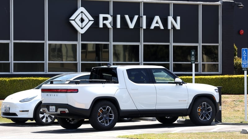 A Rivian electric pickup truck