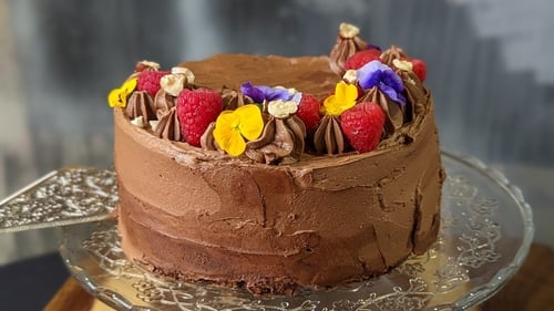 Chocolate hazelnut raspberry fudge cake: Today