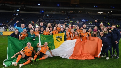 Bound for Down Under: The Irish players celebrate their qualification for the 2023 World Cup