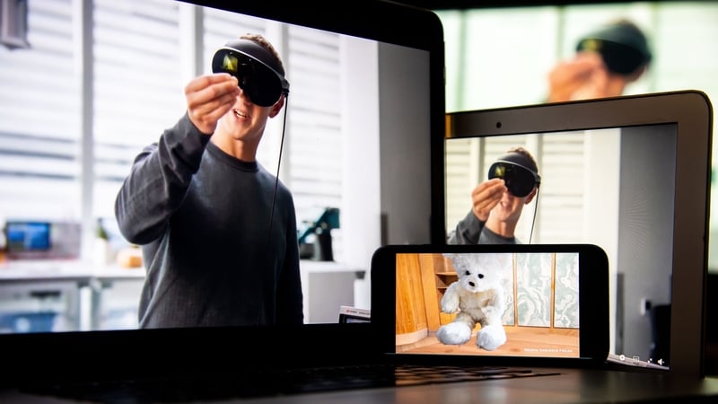 Mark Zuckerberg, CEO of Meta, demonstrates the Meta Quest Pro