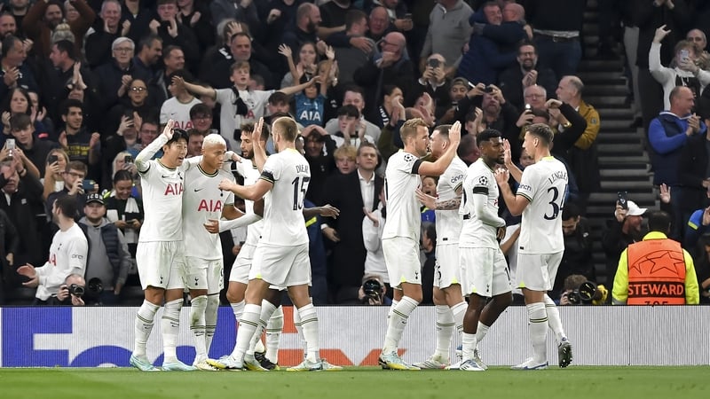 Spurs celebrates Heung-min Son's goal as the north Londoners came back to beat the German side