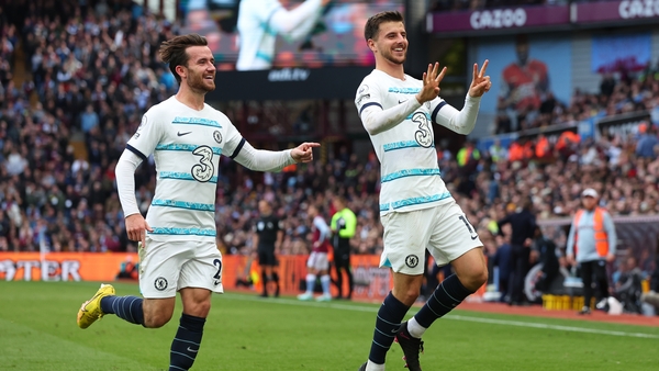 Mason Mount celebrates scoring Chelsea's second with Ben Chilwell