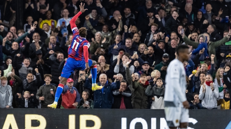 Wilfried Zaha celebrates scoring what proved to be the winning goal in spectacular style