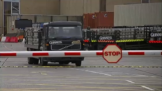 Guinness lorry carrying beer kegs in Dublin, 2007.