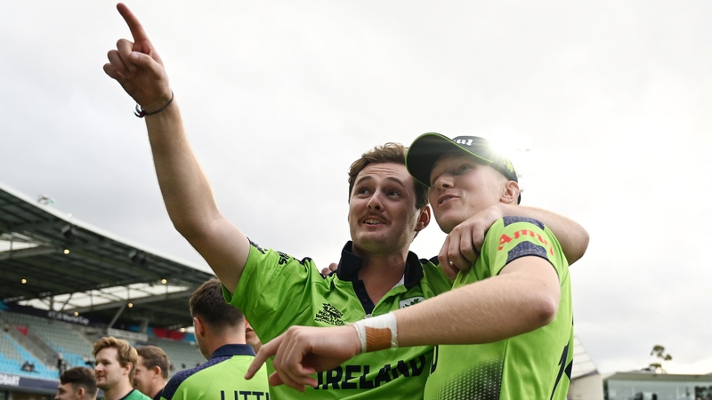 Ireland players celebrated a famous win over West Indies at the T20 World Cup