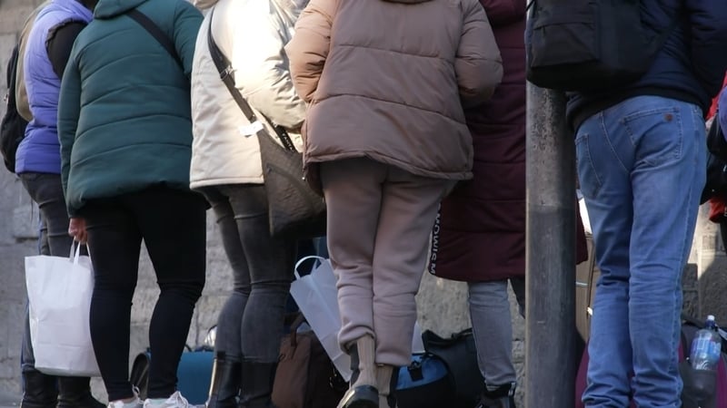 Refugees wait outside Dublin's Capuchin Day Centre