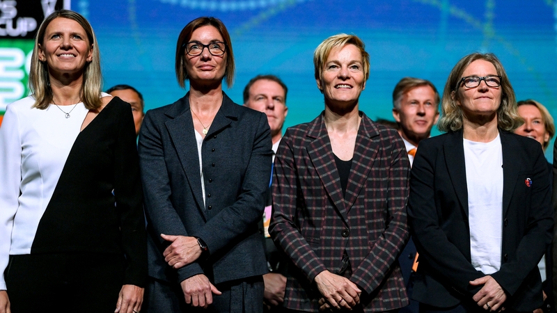 (L to R): New Zealand manager Jikta Klimkova, France boss Corinne Diacre, Ireland's Vera Pauw and Norway manager Hege Riise