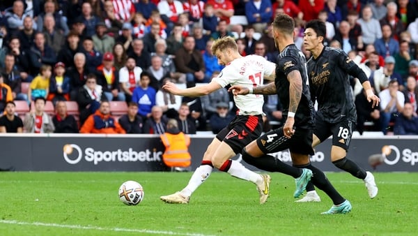 Stuart Armstrong of Southampton scores