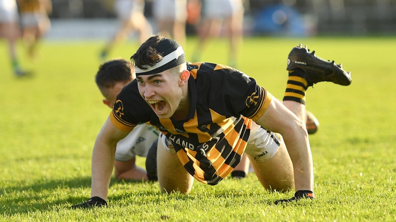 Caolan Finnegan enjoys his moment after scoring a goal for Crossmaglen