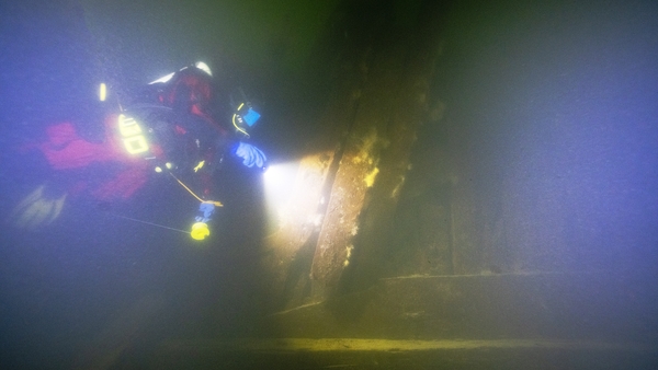 A diver at the wreck of the Applet, launched in 1629