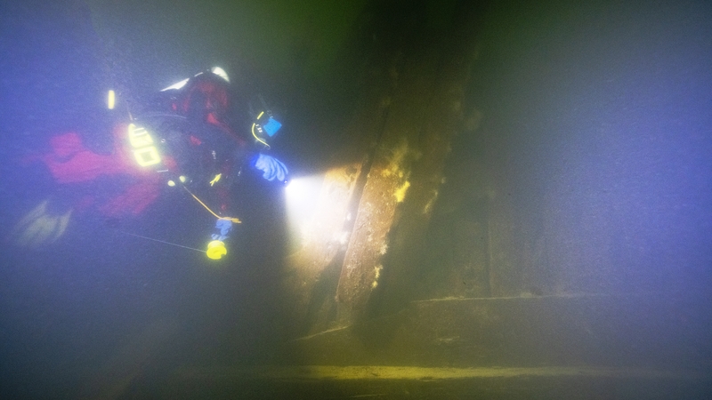 A diver at the wreck of the Applet, launched in 1629