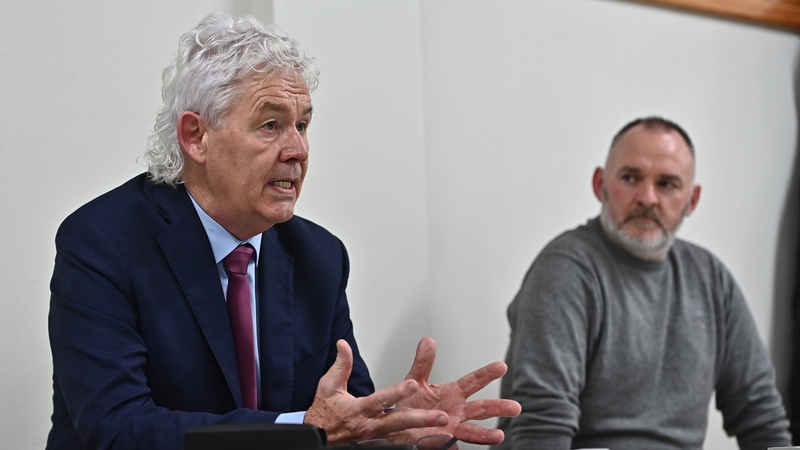 Paddy Carr and new head coach Aidan O'Rourke during the Donegal GAA media conference