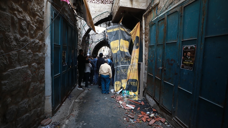 Damaged seen after Israeli raid in Nablus, West Bank