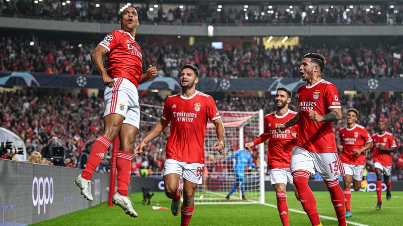 Joao Mario celebrates scoring Benfica's second goal from the penalty spot
