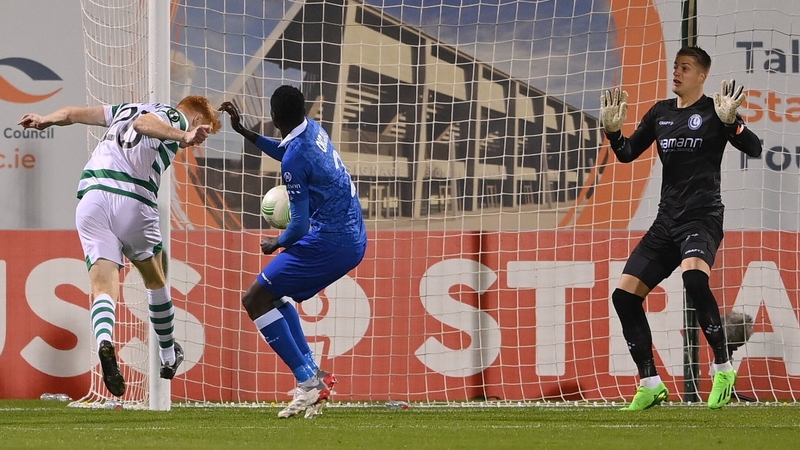 Gaffney scoring Rovers' first Conference League group stages goal