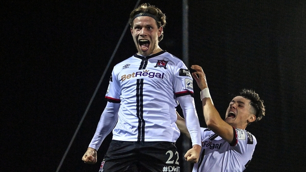 Runar Hauge (L) celebrates his goal