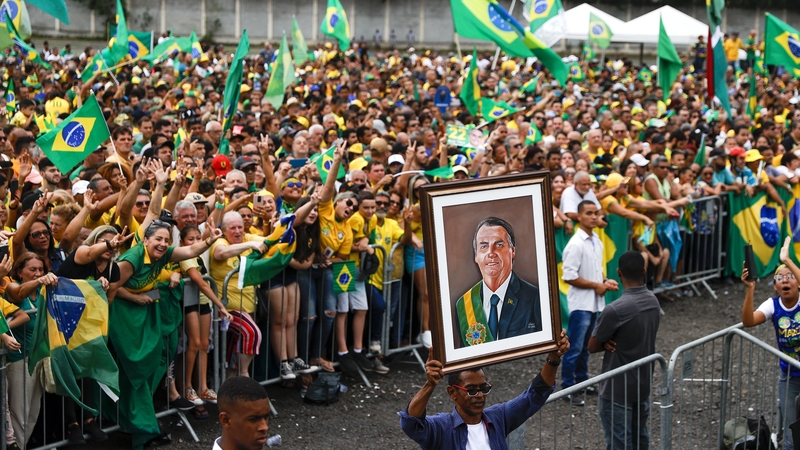 Supporters of Bolsonaro rally in Sao Goncalo, Brazil, earlier this month