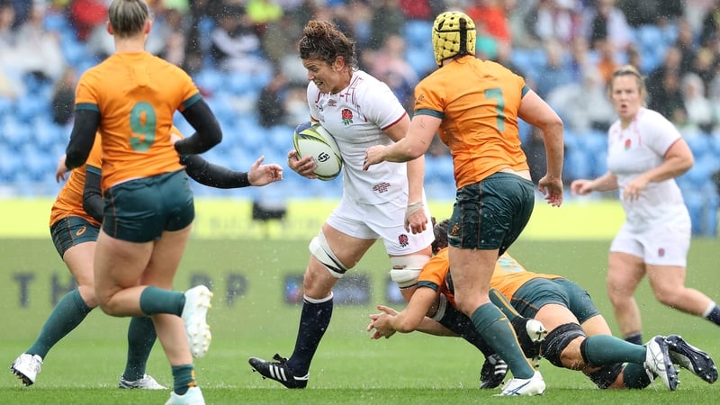 Sarah Hunter in action against Australia