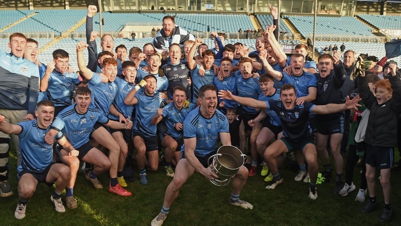Lee Keegan and his team-mates celebrate a famous win
