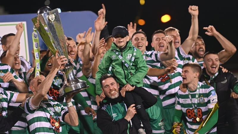 Stephen Bradley and son Josh following Rovers' league win in 2022