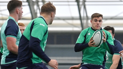 Garry Ringrose (right) during Ireland training on Tuesday