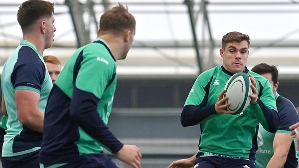 Garry Ringrose (right) during Ireland training on Tuesday