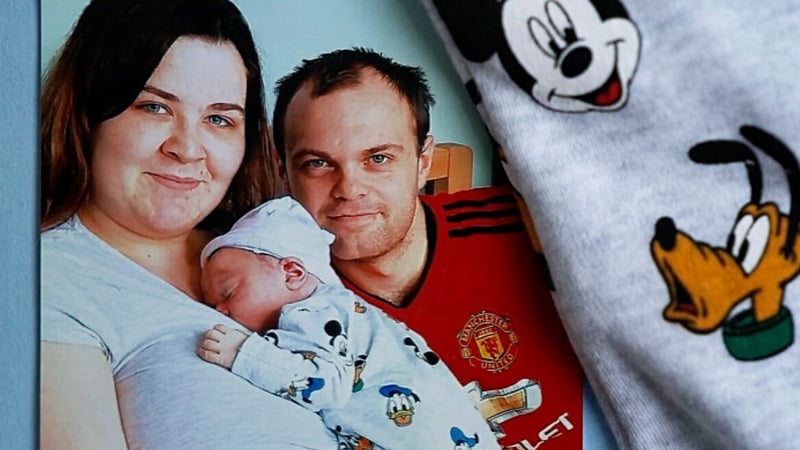 Chelsea Brereton and Jamie Dunne with baby Mason