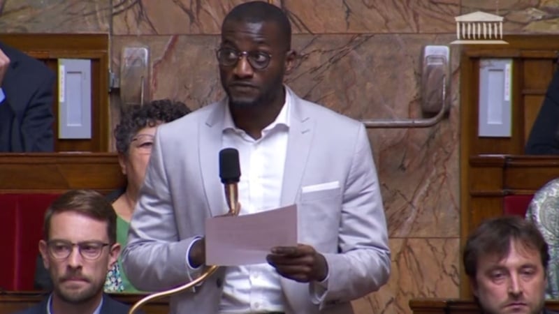 Carlos Martens Bilongo of the leftist France Unbowed party was speaking in parliament when the incident happened