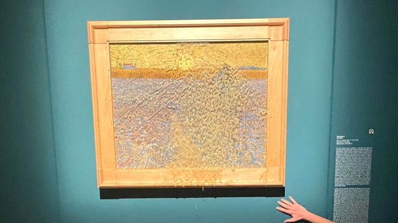 The painting was behind glass and was not damaged, it is understood